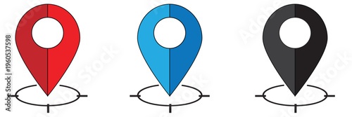 Location  icon set map pointer , navigation marker distance route  address destination indicator pinpoint button  icons collection black , red , green , blue  location icon set , white background, EPS