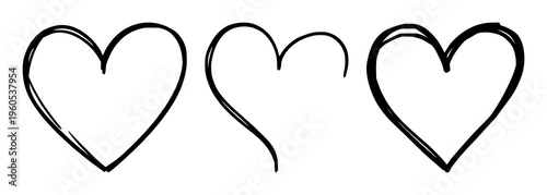 Heart set with continuous thin contour love shape drawing featuring heart, love symbol, romance with greeting card and web banner