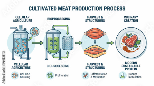 Cultivated Meat Production Process From Cell Line Sourcing and Bioprocessing to Harvest, Structuring, and Culinary Creation of Sustainable Protein