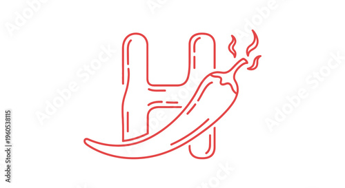 Minimalist red line art logo combining an uppercase letter H with a hot chili pepper icon