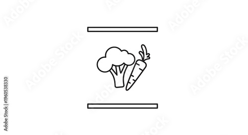 Minimalist line drawing of fresh broccoli and carrot representing healthy food choices and