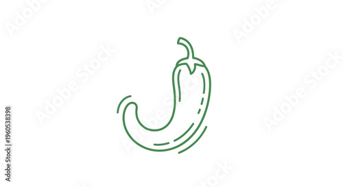 Minimalist green chili pepper line art vector illustration for spicy food concepts