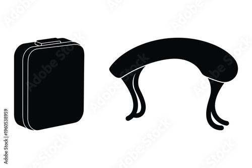 Briefcase and archway silhouette vector illustration