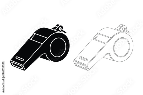 Whistle silhouette, sports referee icon