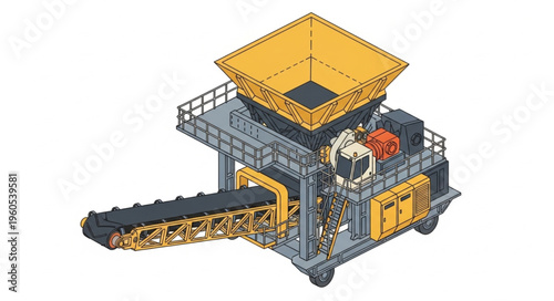 Illustration of a Mobile Crushing Plant with Conveyor Belt.