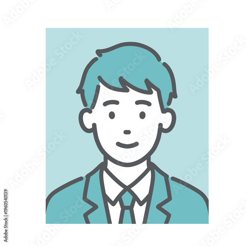 10代学生のIDフォト・証明写真イラスト（ティーン男性・制服）