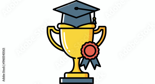 Celebration of Academic Achievement with Trophy and Graduation Cap.
