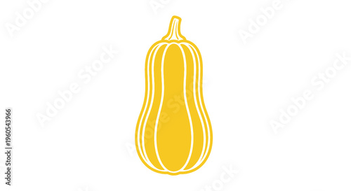 Minimalist yellow butternut squash illustration vibrant gourd graphic design element simple