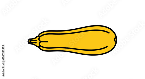 Bright yellow summer squash cartoon illustration on white background for healthy food concepts and