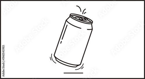 Minimalist hand-drawn illustration of a dynamic beverage can, ideal for refreshing drink concepts