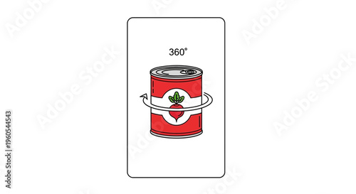 Illustrated 360-degree view icon for product rotation demonstrating interactive virtual display