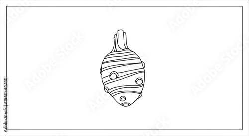 Detailed line art illustration of a celeriac root vegetable for culinary and botanical themes
