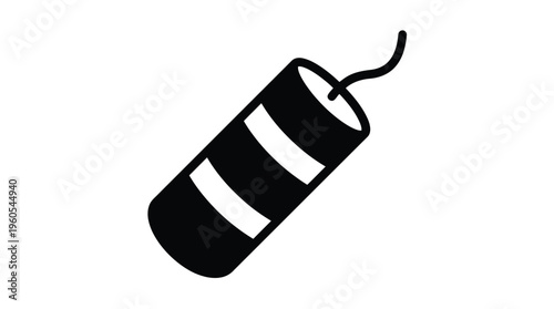 A black and white illustration of a dynamite stick with a fuse