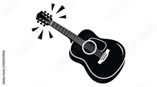 A black acoustic guitar icon with white outline and sound waves