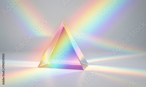 Pastel prism light refraction across white minimal background soft harmonic music theme  Generative AI
