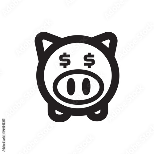 Piggy bank icon, savings symbol, minimal finance line vector