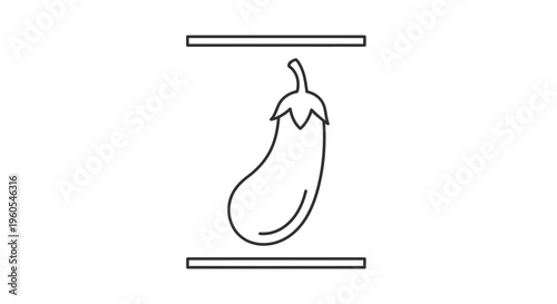 Minimalist line art illustration of a ripe eggplant for healthy eating concepts and culinary themes