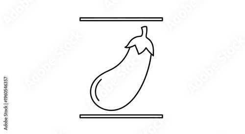 Clean outline drawing of a fresh aubergine, perfect for healthy eating concepts and culinary designs