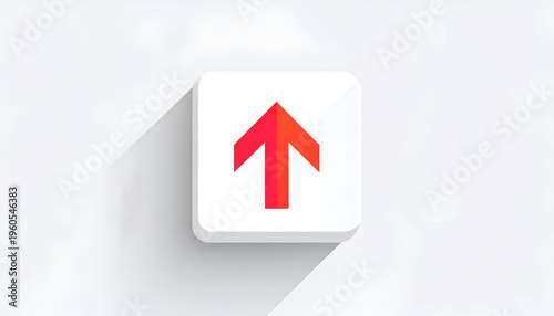 Free Download Red arrow pointing up on white square against bright background with long shadow - GFXLoad