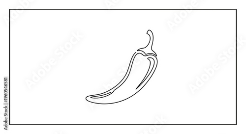 Minimalist continuous line art illustration of a single hot chili pepper on a clean white background