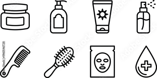 Collection of personal care and beauty product icons