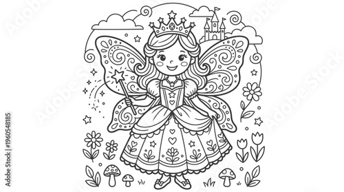 Little girl fairy with wings.