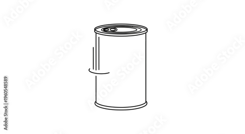 Simple line art drawing of a versatile tin can, perfect for food preservation and beverage