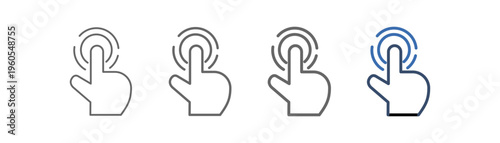 
outline icon set start here with hand and button design