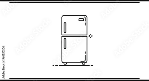 Minimalist black and white outline icon depicting a two-door household refrigeration unit