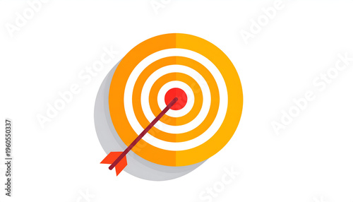 Red arrow hitting the bullseye of a yellow and white target illustration