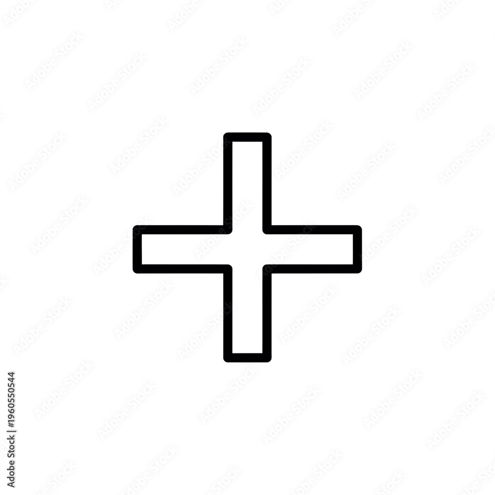 Fototapeta premium plus outline icon, black and white single line vector, clean stroke add symbol