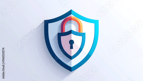 Security shield padlock icon illustration in vector style for data protection concept.