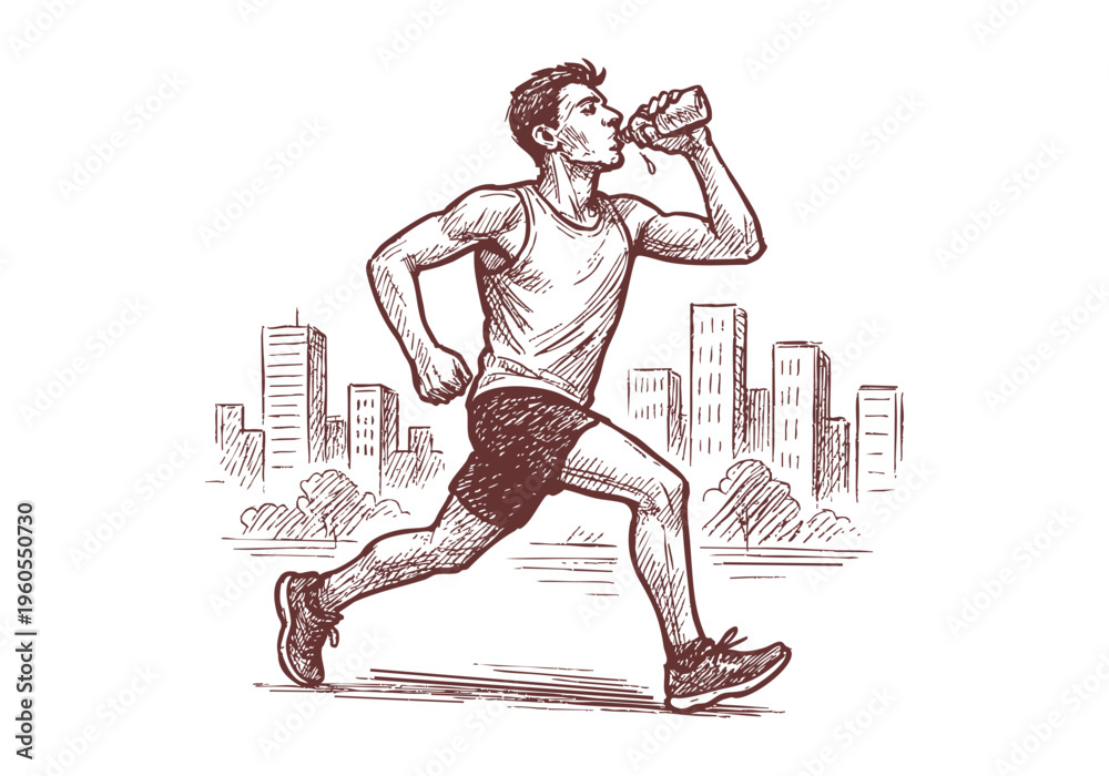 Obraz premium Park run Recreational Running Events hand drawn simple sketch vector illustration