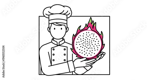 Chef Holding Dragon Fruit Slice