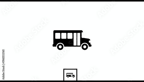 Black School Bus Icon on White Background