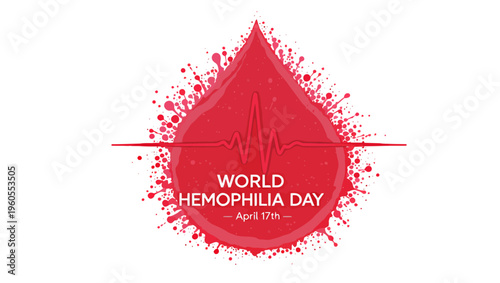 Vibrant red blood drop graphic featuring a heart rate line, designed to raise global awareness and promote understanding for an important inherited bleeding disorder