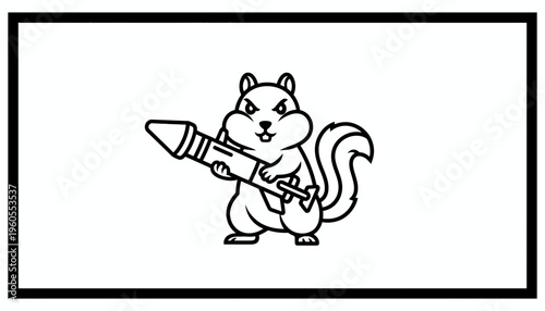 Angry Squirrel Holding Rocket