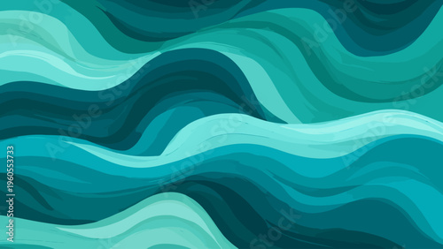 Dynamic Abstract Water Waves Background Texture in Shades of Blue and Green, Fluid Ocean Current Pattern for Modern Design Projects and Artistic Concepts