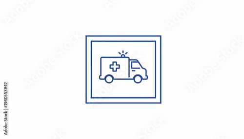Ambulance Icon, Medical Emergency Vehicle, Healthcare Symbol, Vector Illustration