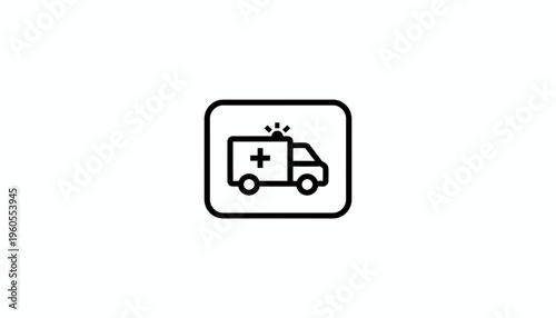 Ambulance Icon, Medical Emergency Vehicle, Healthcare Symbol, Vector Illustration