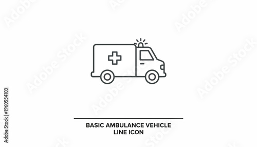 Ambulance Vehicle Line Icon - Medical Emergency Transport Symbol