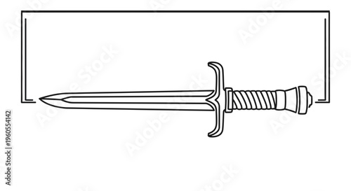 Ancient Dagger Weapon Outline Icon Vector Illustration Isolated on White Background