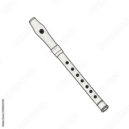 Simple line drawing of a recorder musical instrument