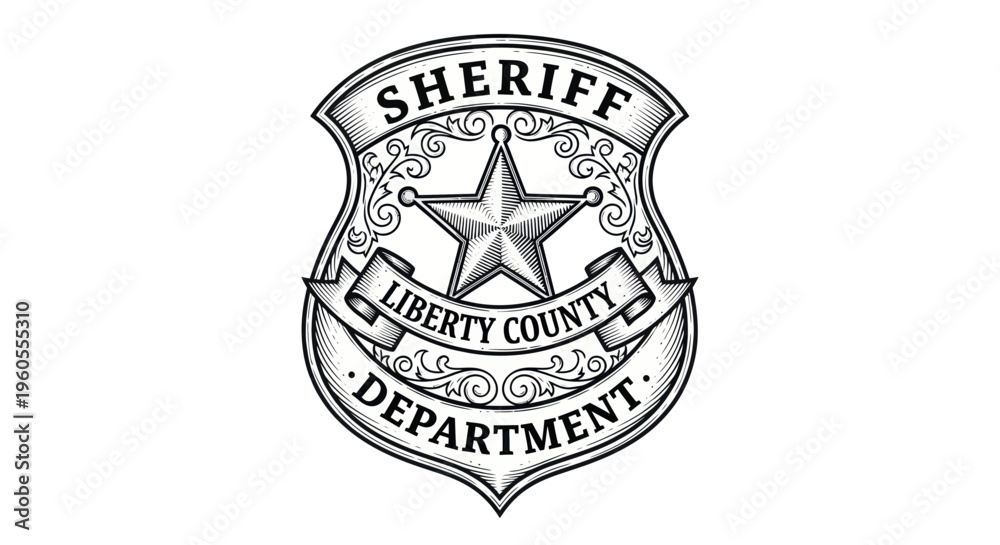 Obraz premium Sheriff Department Badge Emblem - Vintage Hand-Drawn Style