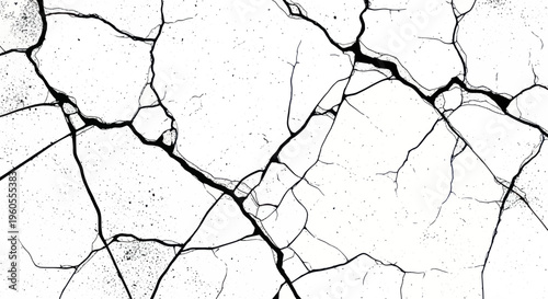 Abstract Cracked Surface Texture - White and Black Grunge Background