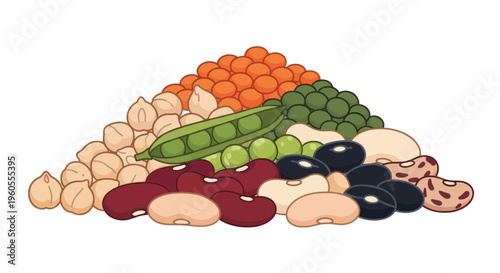 Assorted Legumes and Pulses Pile - Healthy Food Ingredients