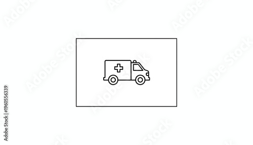 Ambulance Icon Vector Illustration - Emergency Medical Vehicle Line Art