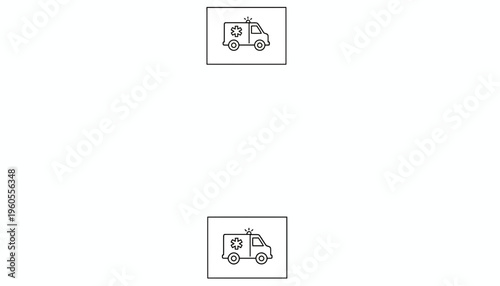Ambulance Icon Vector Line Art, Emergency Medical Vehicle Symbol