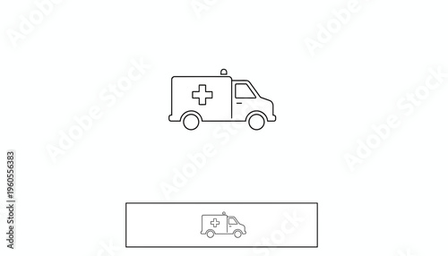 Ambulance icon, emergency medical service vehicle, healthcare symbol, vector illustration