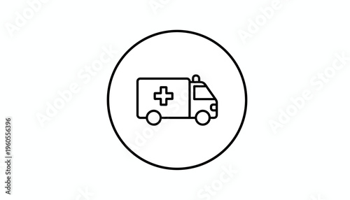 Ambulance Icon, Emergency Medical Service Vehicle, Healthcare Symbol
